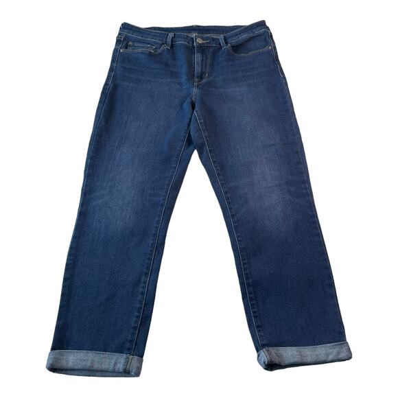 Levi's Womens Jeans Size 31 Straight Rolled Hem Mid Rise Dark Wash Blue Denim - Picture 1 of 10